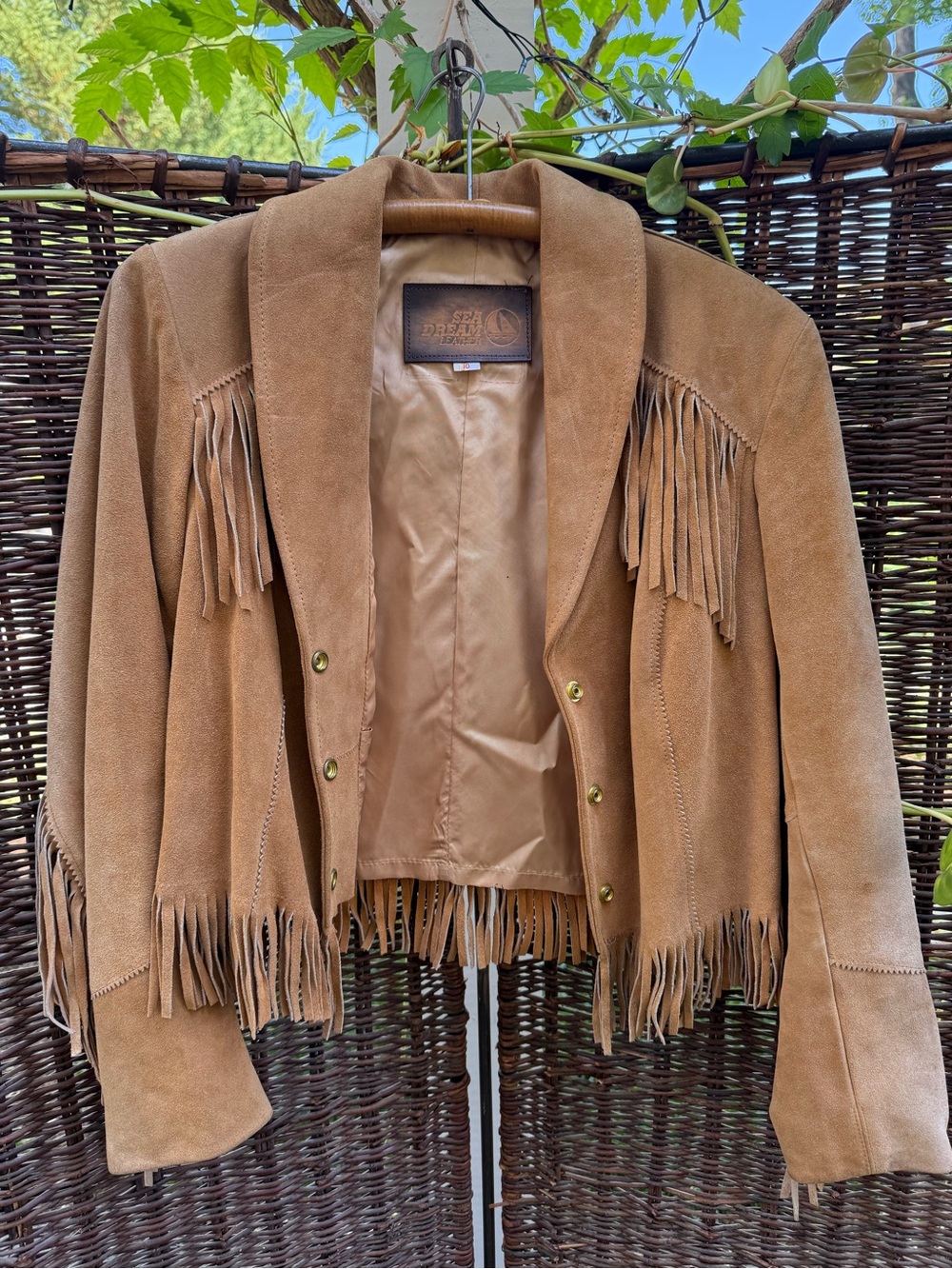 Sea Dream Vintage Leather Fringe Jacket - Vintage Size 10 - Picture 6 of 13